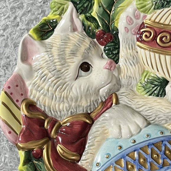 Fitz & Floyd Essentials Kristmas Kitty Christmas Decorative Plate Canape Tray - Picture 2 of 8
